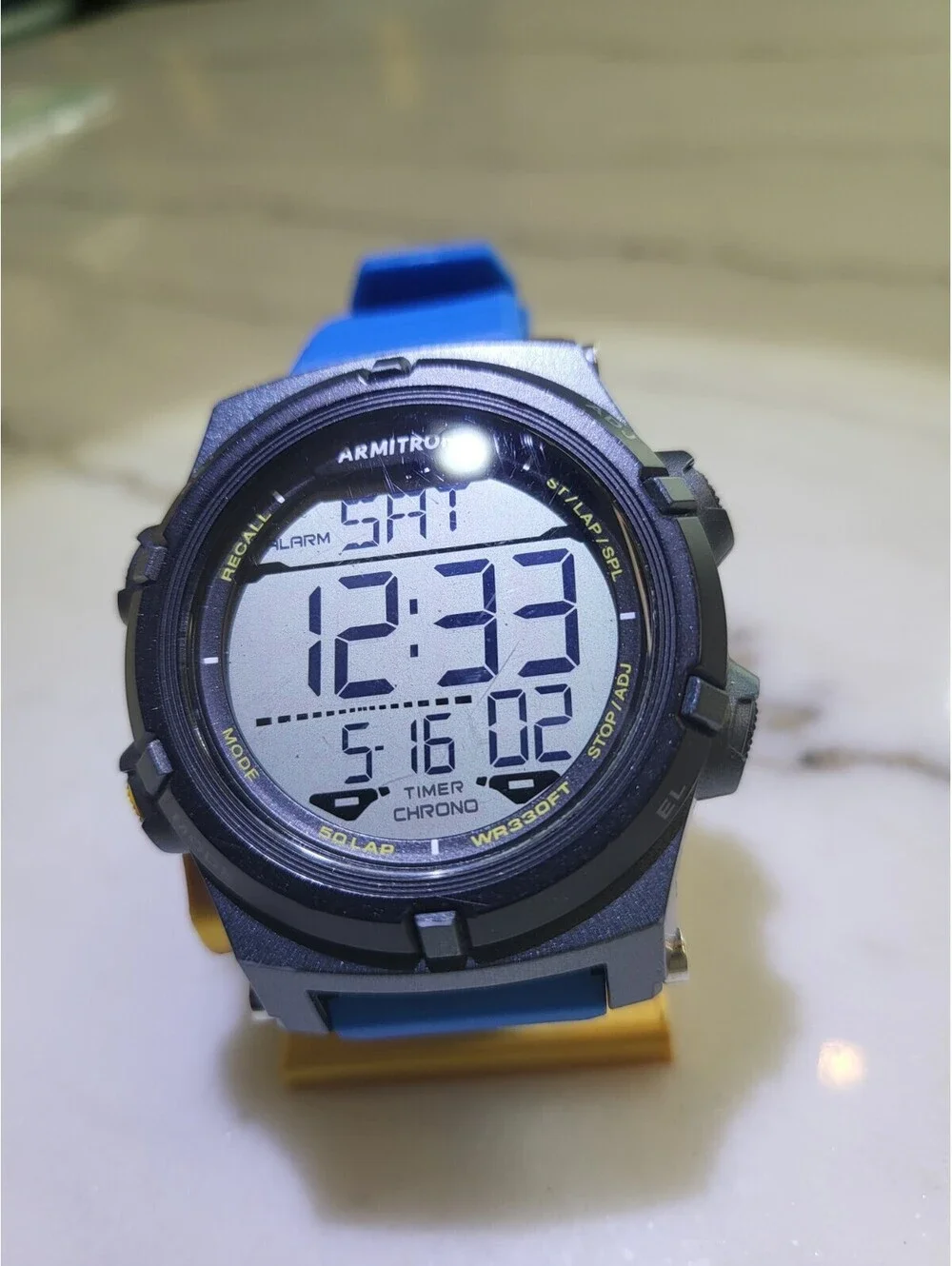 Armitron ProSport M1192 Mens Watch Black Acrylic 100m AlarmChron Date Quartz EUC